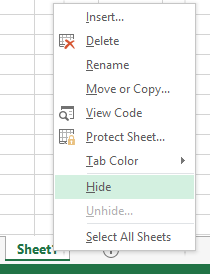 Hide Excel Worksheet