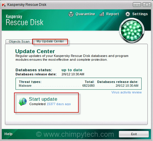 Kaspersky Rescue Disk Update Screen