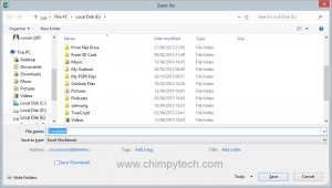 Excel 2013 Save Dialog Box