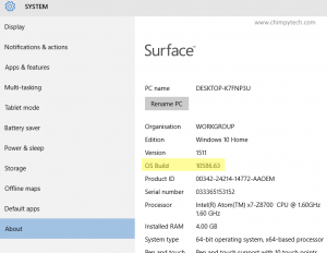 Windows 10 - Finding Build Number