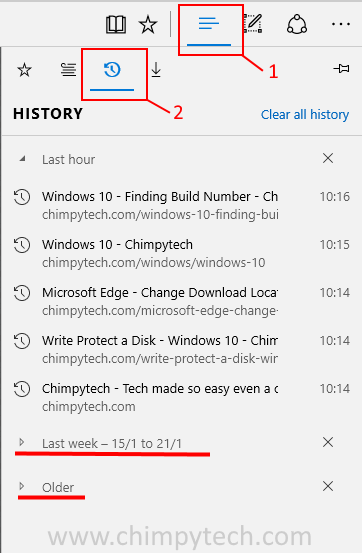Microsoft Edge - View Browsing History