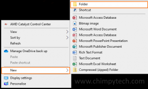 Creating a new folder in Windows 10