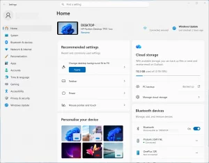 Windows 11 Settings App Main Screen