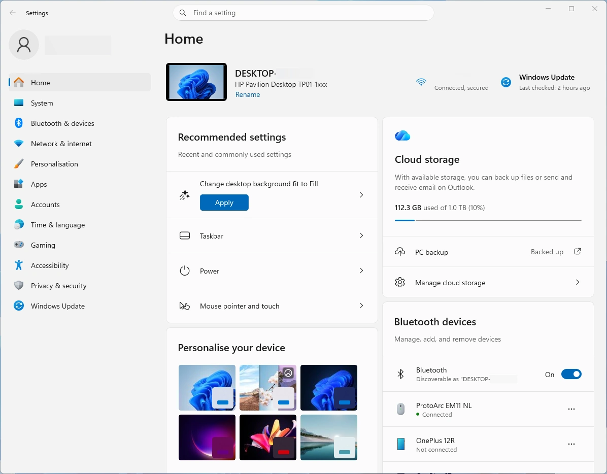 Windows 11 Settings App Main Screen