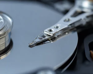 A picture of a failing hard drive read head