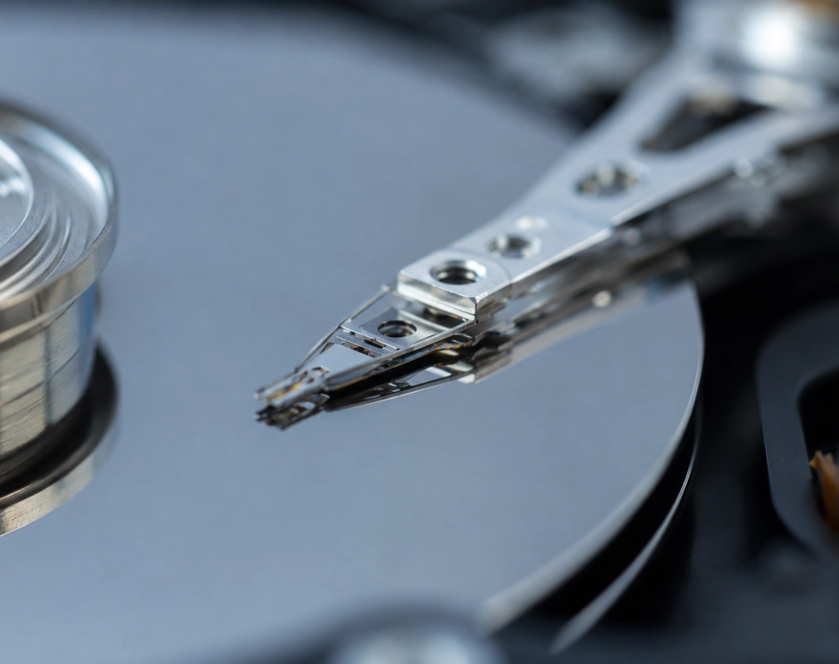 A picture of a failing hard drive read head