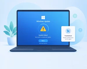 An image showing a Laptop having Windows Update Issues