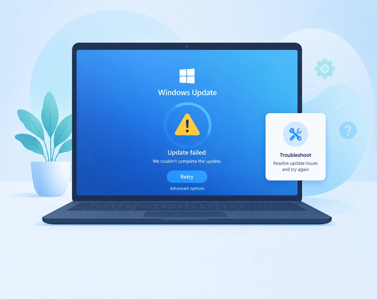 An image showing a Laptop having Windows Update Issues